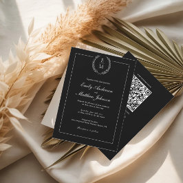 Black And White Wedding Invitation QR Code Einladung