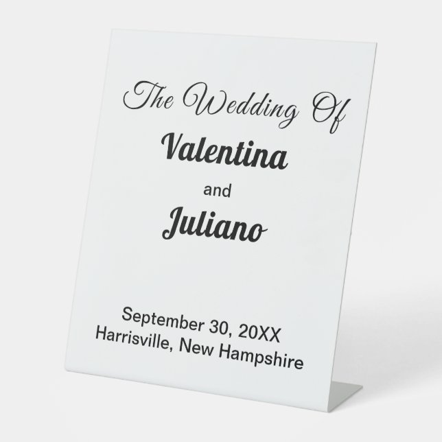 Black and White Wedding Pedestal Sign Sockelschild (Vorderseite)