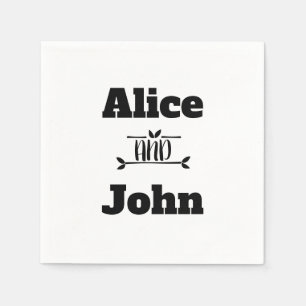 Black and White Wedple 4A&J Paper Napkin Serviette