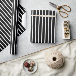 black and white with black pinstripes  geschenkpapier