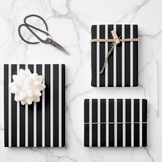 black and white with black pinstripes  geschenkpapier set