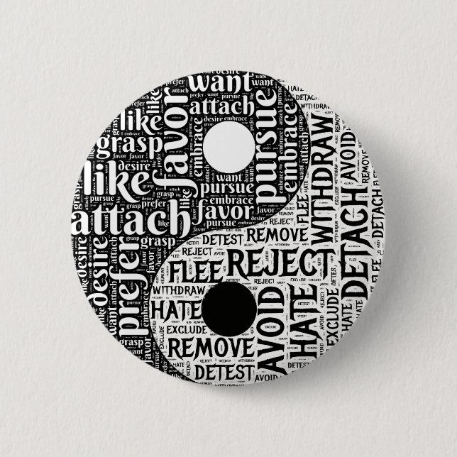 Black and White Yin and Yang Opposites Button (Vorderseite)