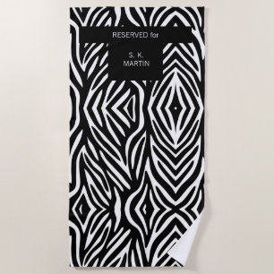 Black and White Zebra Animal Print with Name Strandtuch