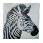 Black and White Zebra Portrait Fliese<br><div class="desc">Zebra from original oil on canvas by Sue Maas</div>