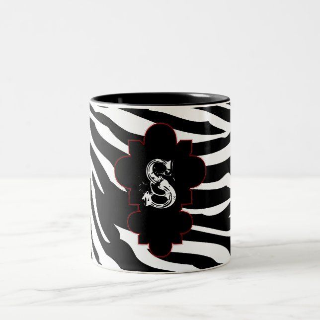 Black and White Zebra Print Animal Coffee Mug Cup (Centre)