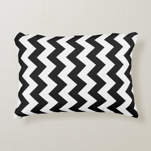 Black and White Zigzag Dekokissen (Vorderseite)