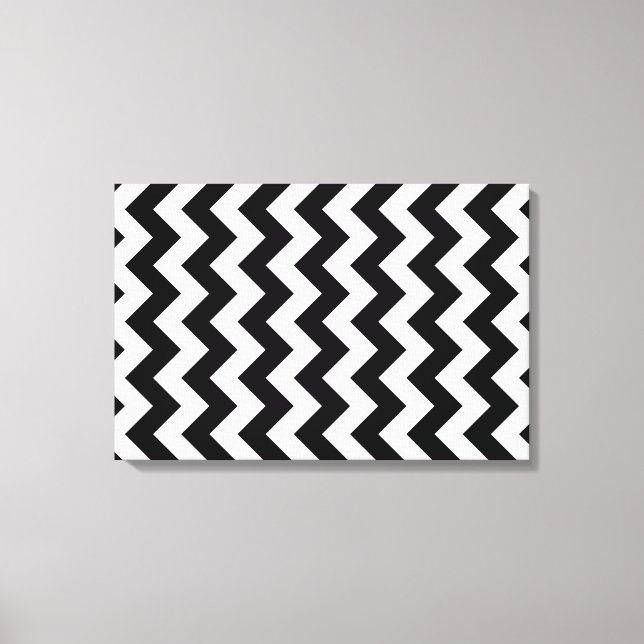 Black and White Zigzag Leinwanddruck (Vorderseite)