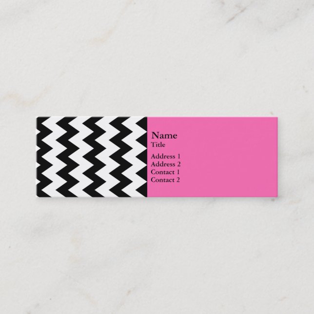 Black and White Zigzag Mini Visitenkarte (Vorderseite)