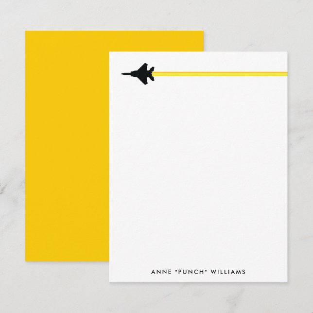 Black and Yellow F-15 Personal Stationery Mitteilungskarte (Vorne/Hinten)
