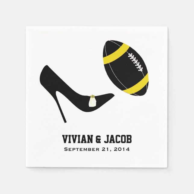 Black and Yellow Football Custom Wedkin Napkin Serviette (Vorderseite)