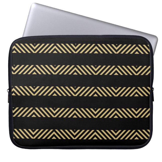 Black and Yellow geometric design Laptopschutzhülle (Vorderseite)
