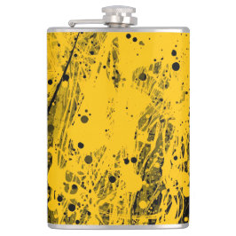 Black and Yellow Paint Splashes Flachmann