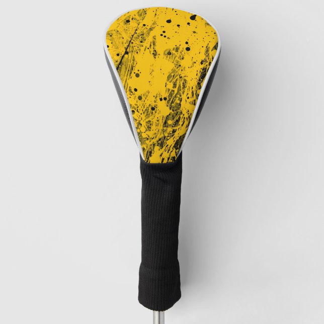 Black and Yellow Paint Splashes Golf Headcover (Vorderseite)