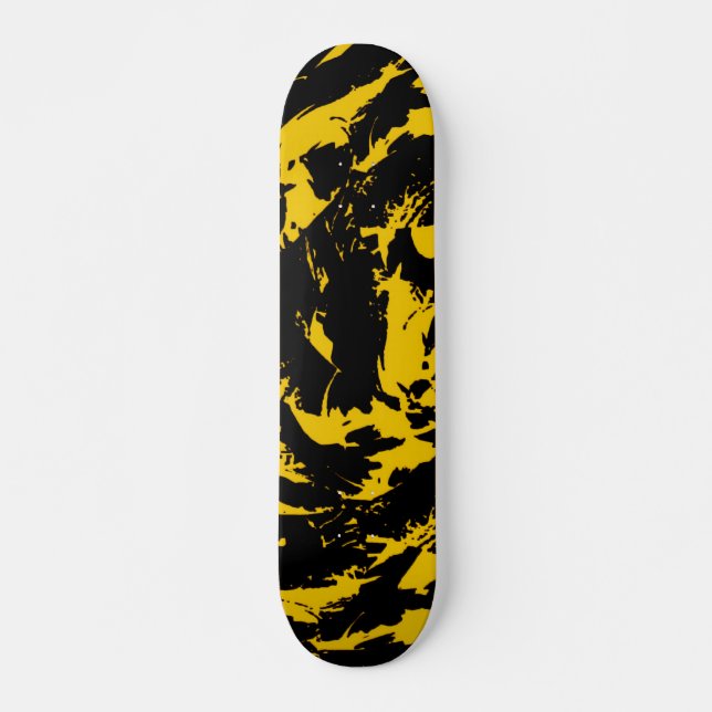 Black and Yellow Paint Splatter Skateboard (Vorne)