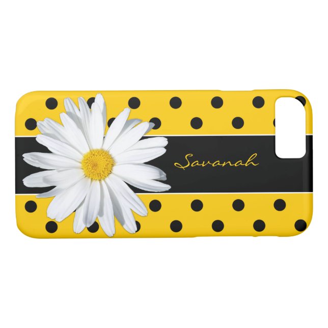 Black and Yellow Polka Dots, Daisy iPhone 8/7 Fall Case-Mate iPhone Hülle (Rückseite (Horizontal))