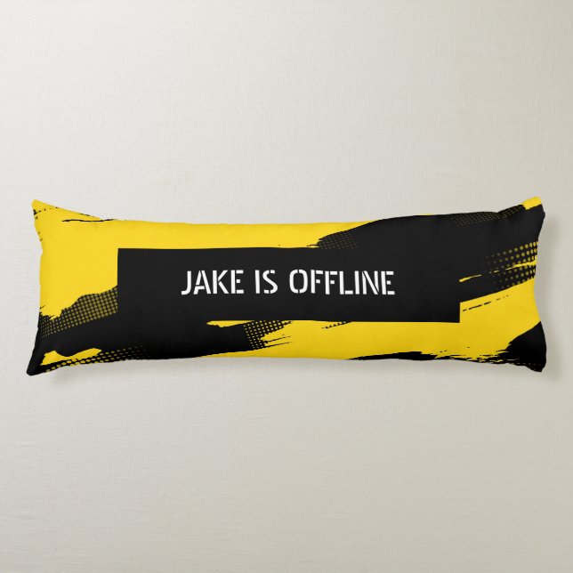 Black and Yellow, White Text, Offline  Seitenschläferkissen (Vorderseite)