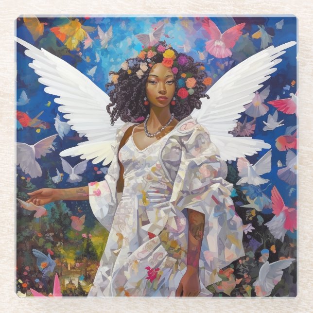 Black Angel Fantasy Art Glasuntersetzer (Vorderseite)