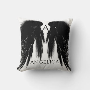 BLACK ANGEL WINGS Monogram Kissen