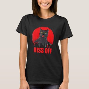 Black Angry Cat Hiss Off Meow Cat T-Shirt