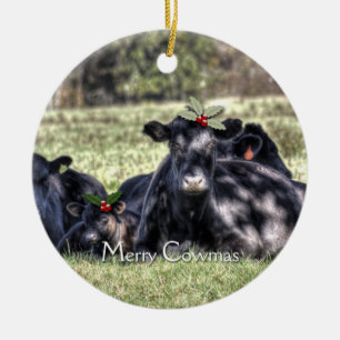 Black Angus Cows Christmas Ornaments Keramik Ornament