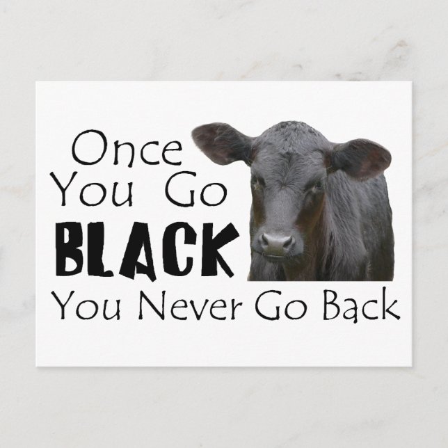Black Angus Funny Cow Foto Postkarte (Vorderseite)