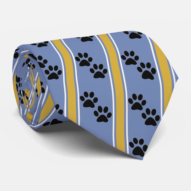 Black Animal Paw Prints Team Sports Necktie Krawatte (Gerollt)