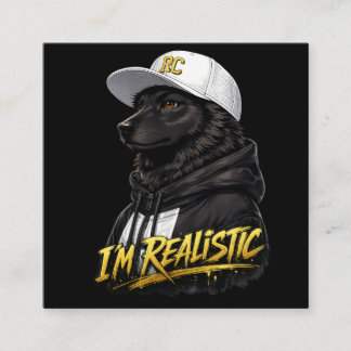 Black Anime Dog Streetwear Art | I'm Realistic Quadratische Visitenkarte