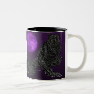 Black Anthro Werewolf Zweifarbige Tasse