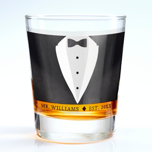 Black Anzug & Bowtie Husband Groom Mr. Schnapsglas (Black Suit & Bowtie Husband Groom Mr Shot Glass
)