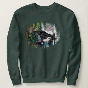 Black Appaloosa Horse Waterfall Hintergrund Sweatshirt