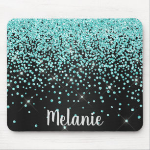 Black Aqua Sparkle Crystal Mouse Pad Mousepad