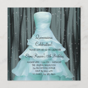 Black Aquamarin Blue Quinceanera Einladungen