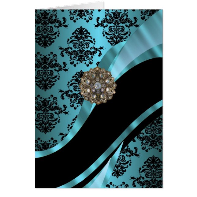 Black & aquamarine damask (Devant)