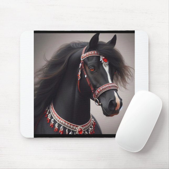 Black Arabian Show Horse Mousepad (Mit Mouse)