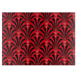 Black Art Deco Fans Red Schneidebrett