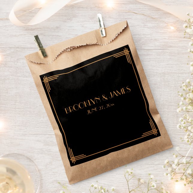Black Art Deco Great Gatsby Wedding Geschenktütchen (Ausgeschnitten)