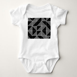 Black Art Deco Lines Baby Strampler