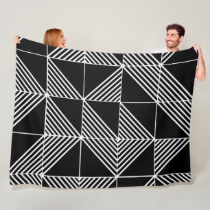 Black Art Deco Lines Fleecedecke
