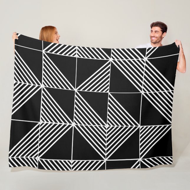 Black Art Deco Lines Fleecedecke (Beispiel)