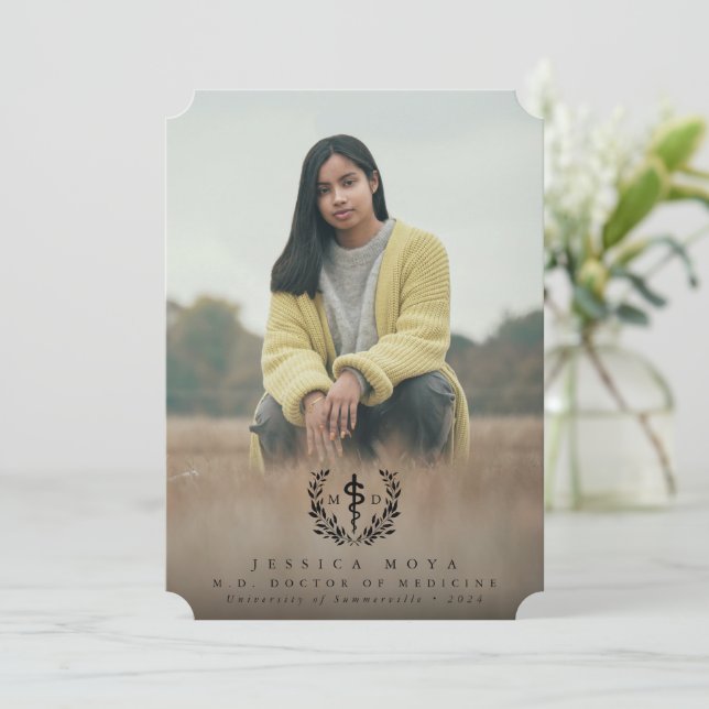 Black Asclepius MD Doctor of Medicine Abschluss Ankündigung (Stehend Vorderseite)