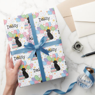 Black Aussiedoodle Dog Birthday Party Geschenkpapier