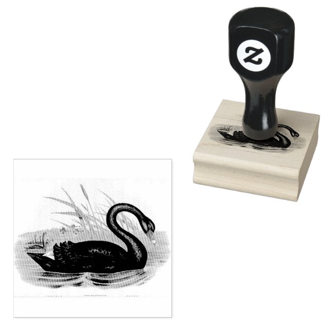 Black Australian Swan Bird Vintag Gummistempel (Stempel)