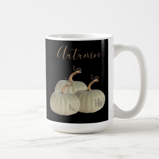 Black Autumn White Pumpkins Erntedank Kaffeetasse (Rechts)