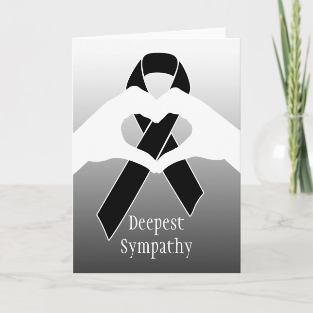 Black Awareness Ribbon + Ihre Nachricht Karte (Vorderseite)