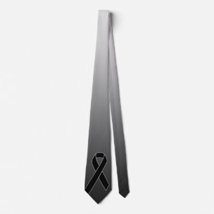 Black Awareness Ribbon + Ihre Nachricht Krawatte