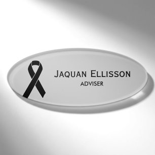 Black Awareness Ribbon + Ihre Nachricht Namenschild