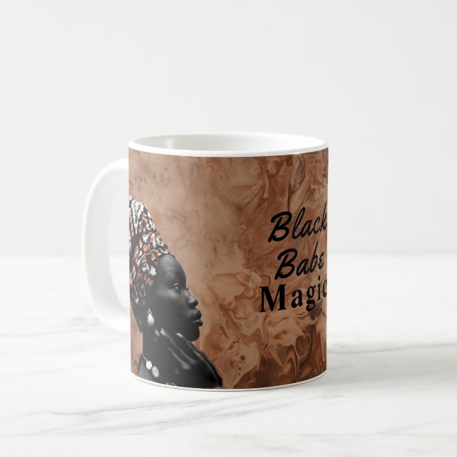 Black Babe Magic Strong Girl Melanin Queen Kaffeetasse (Vorderseite Links)
