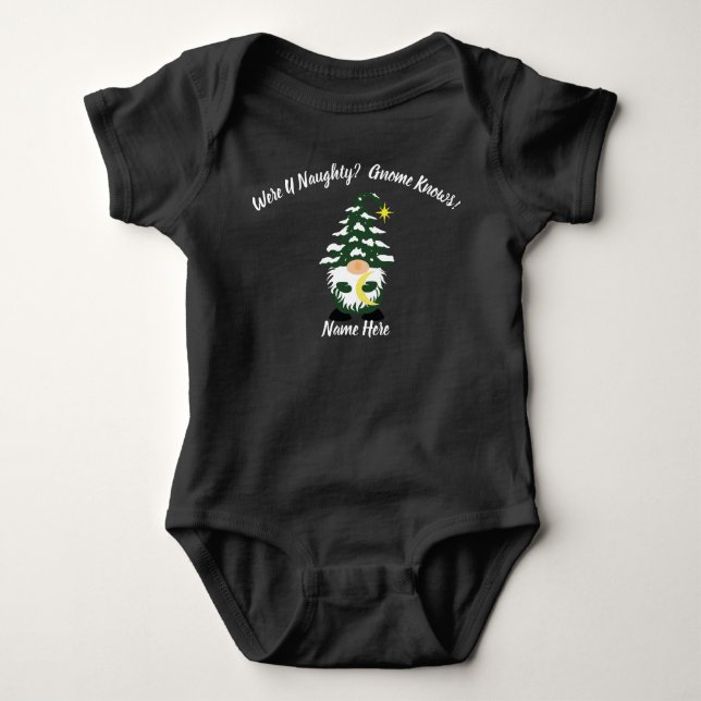 Black Baby Bodysuit Gnome Knows  Strampler (Vorderseite)