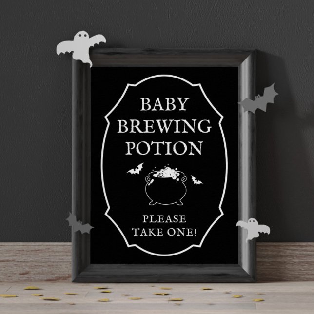 Black  Baby Brewing Potion Halloween Baby Shower Poster (Von Creator hochgeladen)