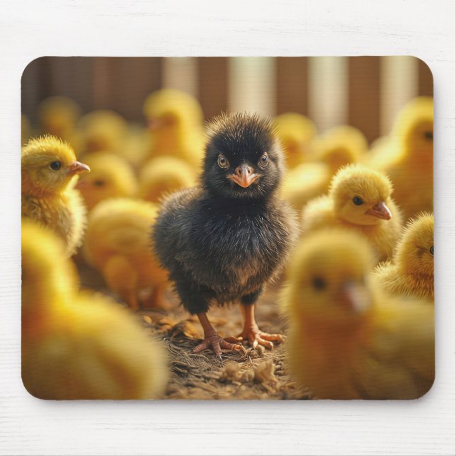Black Baby Chick in einer Scheune Mousepad (Vorne)